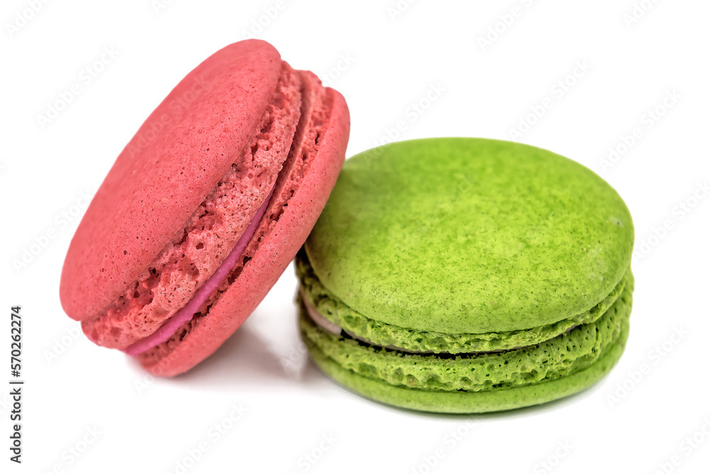 two delicious macaroon cookies on white background two delicious macaroon cookies on white background