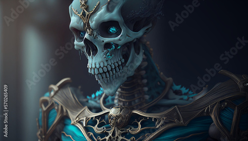 The Bones of Fear: An Eerie Encounter with a Dark Fantasy Skeletal Monster © Alen