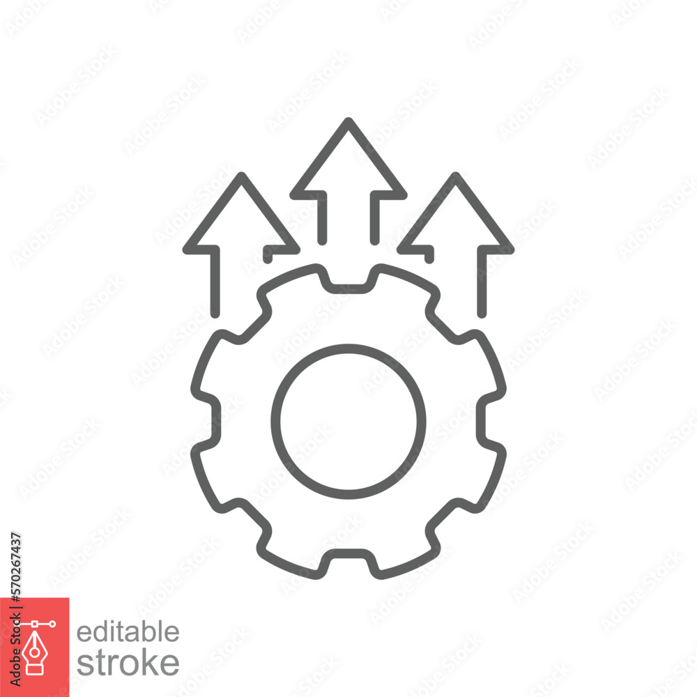 Operational excellence line icon. Simple outline style symbol. Optimize technology, innovation, production growth concept. Vector illustration isolated on white background. Editable Stroke EPS 10.