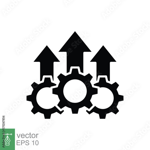 Operational excellence glyph icon. Simple solid style symbol. Optimize technology, innovation, production growth concept. Vector illustration isolated on white background. EPS 10.