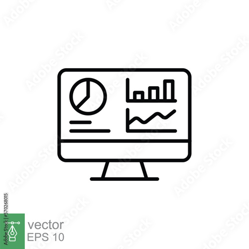 Dashboard admin line icon. Simple outline style. User panel template, data analysis, agency, graph, business linear sign. Vector illustration isolated on white background. EPS 10.