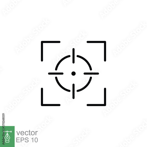 Camera focus frame line icon. Simple outline style. Cross  digital lens  photo  center  goal  target concept symbol design. Vector illustration isolated on white background. EPS 10.