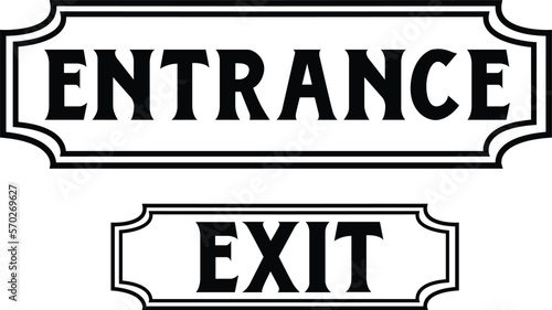 Entrance and exit sign illustration. direction icon