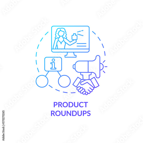 Product roundup blue gradient concept icon. Information for buyers. Content for affiliate website abstract idea thin line illustration. Isolated outline drawing. Myriad Pro-Bold font used photo