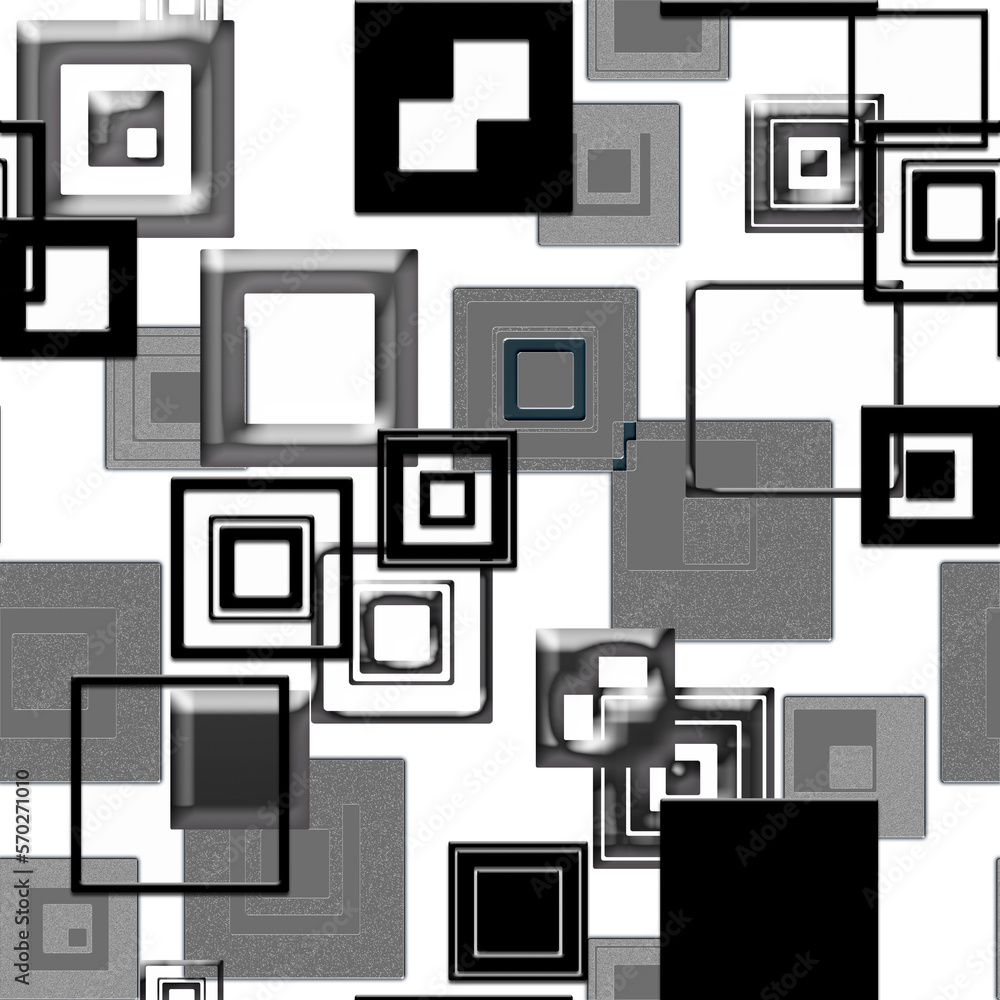 Seamless pattern of squares on a black background