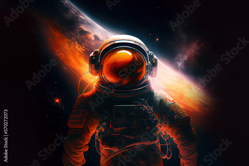 portrait of astronaut. Exploration of planets. Generative Ai