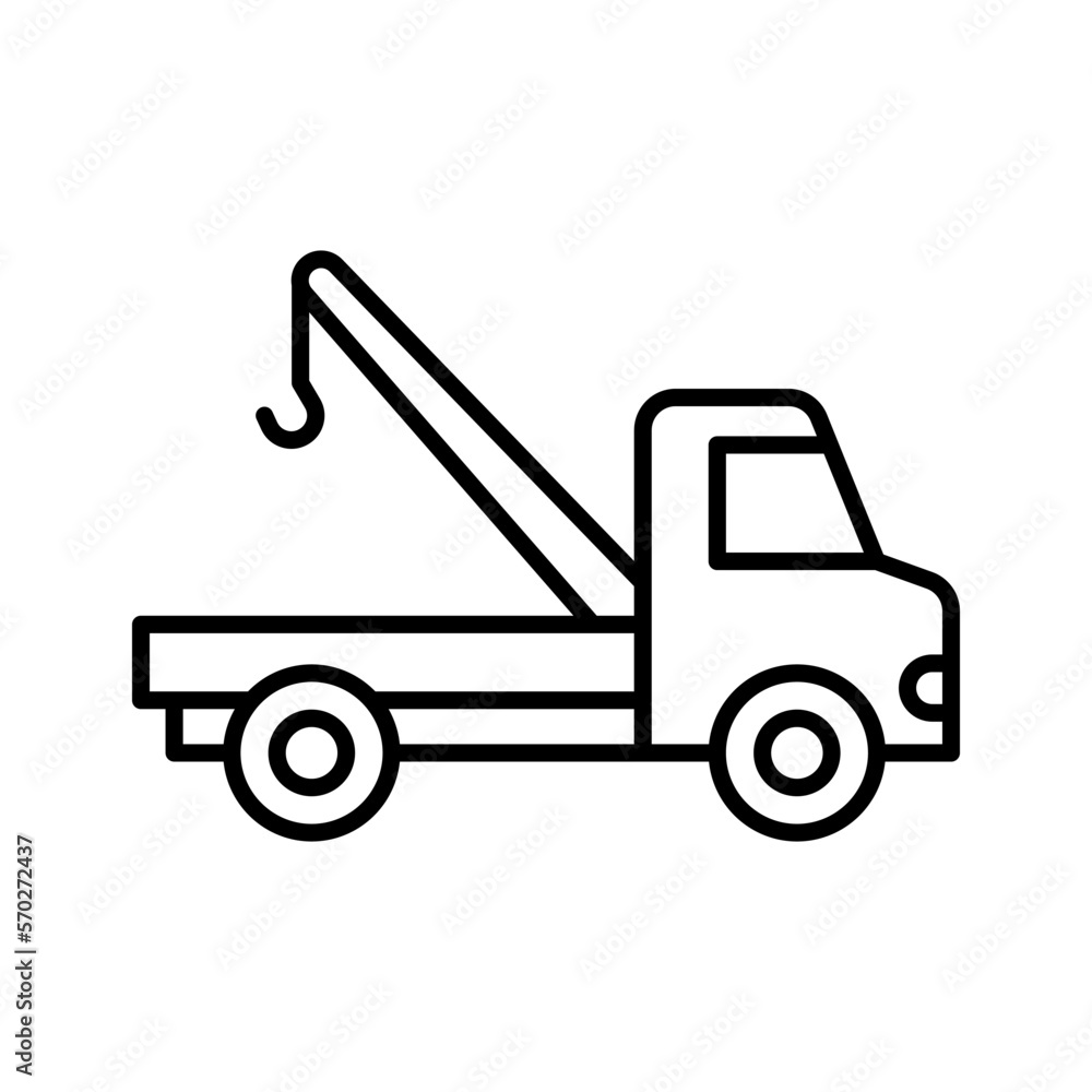 Tow truck icon. Towing truck, service truck. Pictogram isolated on white background. Tow truck icon. Towing truck, service truck. Pictogram isolated on white background.