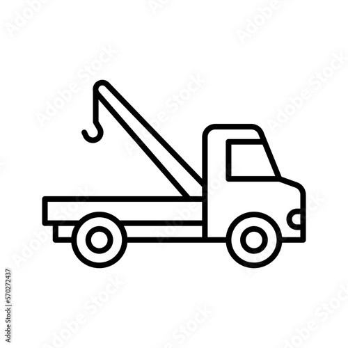 Tow truck icon. Towing truck, service truck. Pictogram isolated on white background.