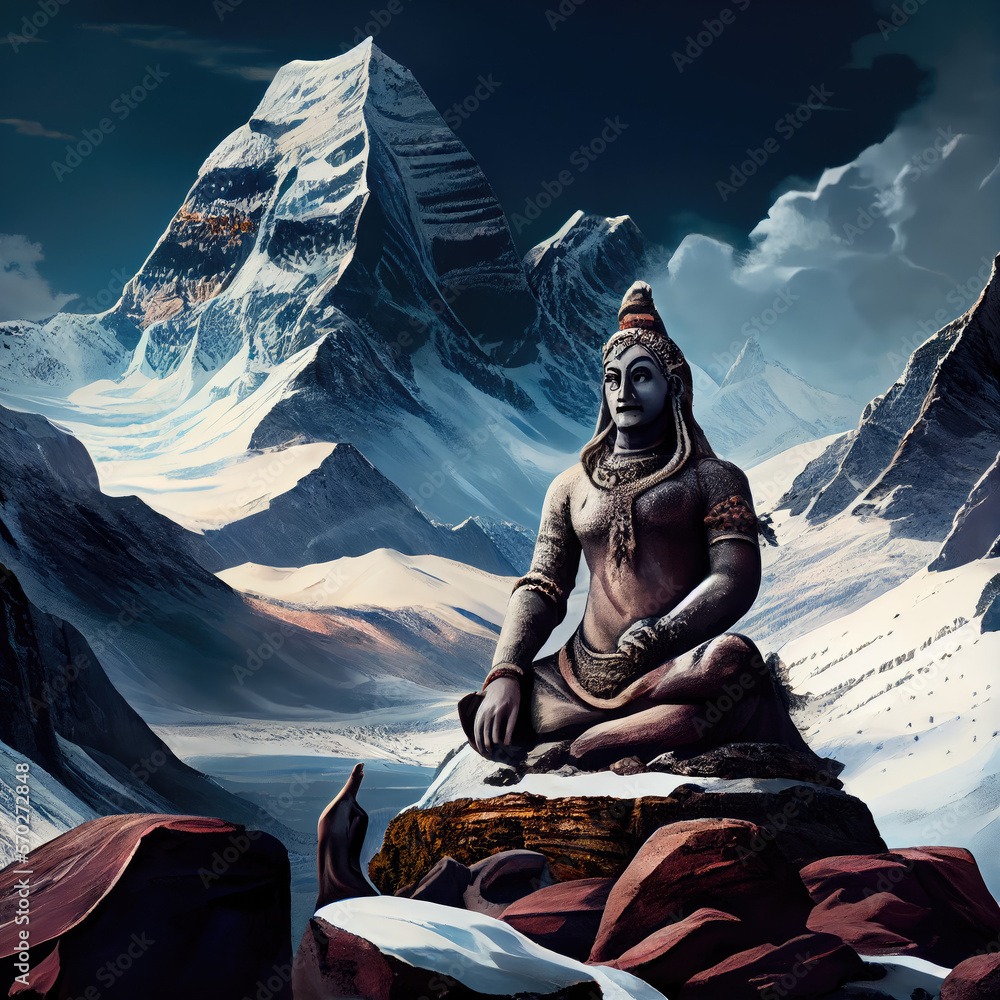 Lord shiva meditating in mount Kailash,generative AI Stock ...
