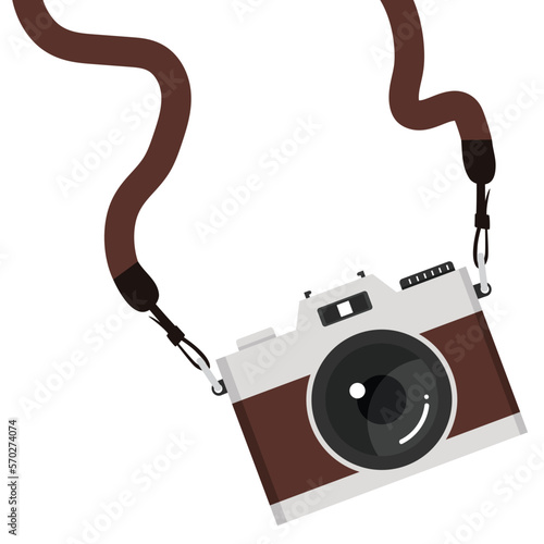 hanging brown camera strap flat