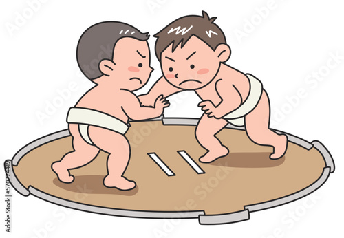 ちびっこ相撲をする男の子