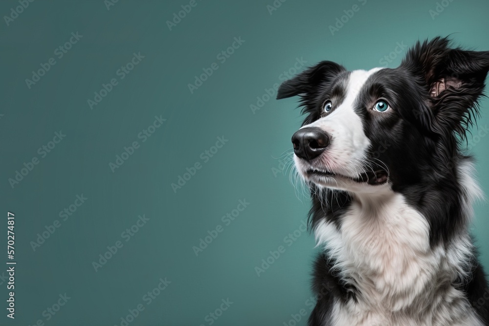 Fototapeta premium A black and white dog image photo with empty space for banner, web background or prints generative ai