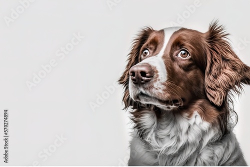 A spaniel dog image photo with empty space for banner, web background or prints generative ai