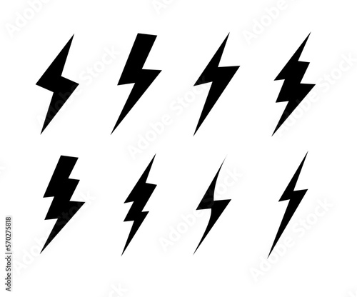 Lightning vector set . Simple icon storm or thunder and lightning strike isolated from the background. vector