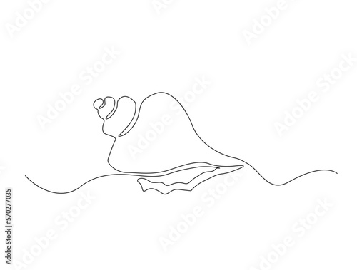 Continuous one line drawing of sea shell. Simple illustration of shell line art vector illustration