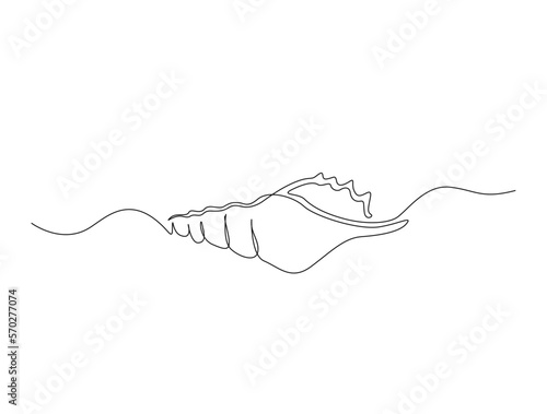 Continuous one line drawing of sea shell. Simple illustration of shell line art vector illustration