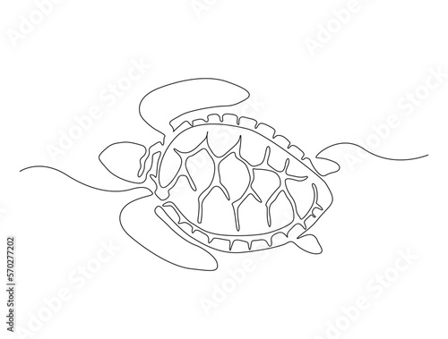 Continuous one line drawing of turtle. Simple illustration of tortoise line art vector illustration