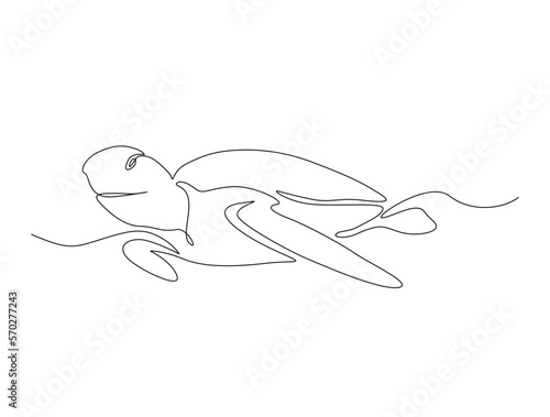 Continuous one line drawing of turtle. Simple illustration of tortoise line art vector illustration