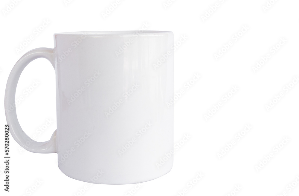 White ceramic mug isolated on white background with copy space White ceramic mug isolated on white background with copy space