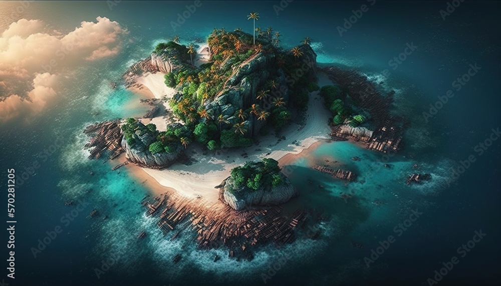 Beautiful island.Generative AI