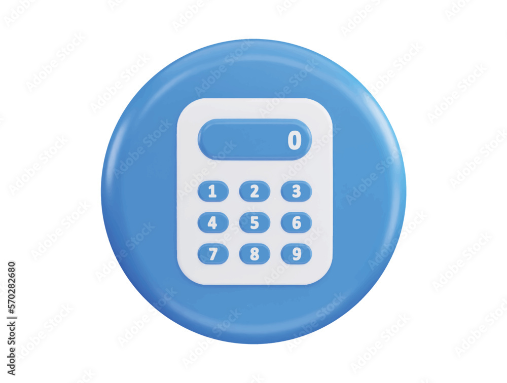 Calculator button with 3d vector icon illustration Calculator button with 3d vector icon illustration