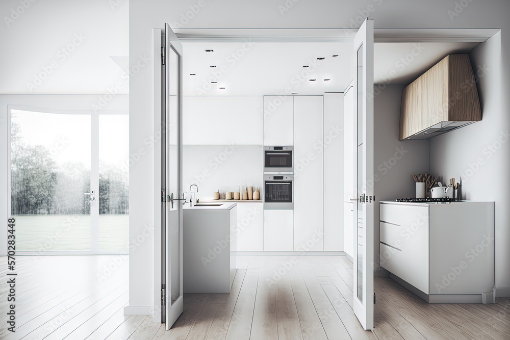 White interior design, architect designer concept, blurred background ...