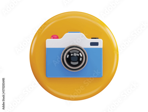 Camera multimedia application content creation digital button with 3d vector icon illustration