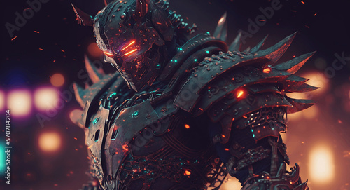 3D Rendered Futuristic Cyberpunk Robot Jaeger Samurai 12