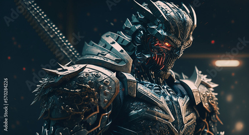 3D Rendered Futuristic Cyberpunk Robot Jaeger Samurai 10