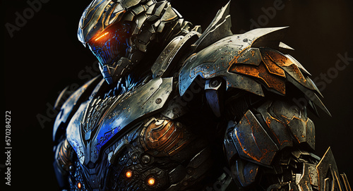 3D Rendered Futuristic Cyberpunk Robot Jaeger Samurai 5