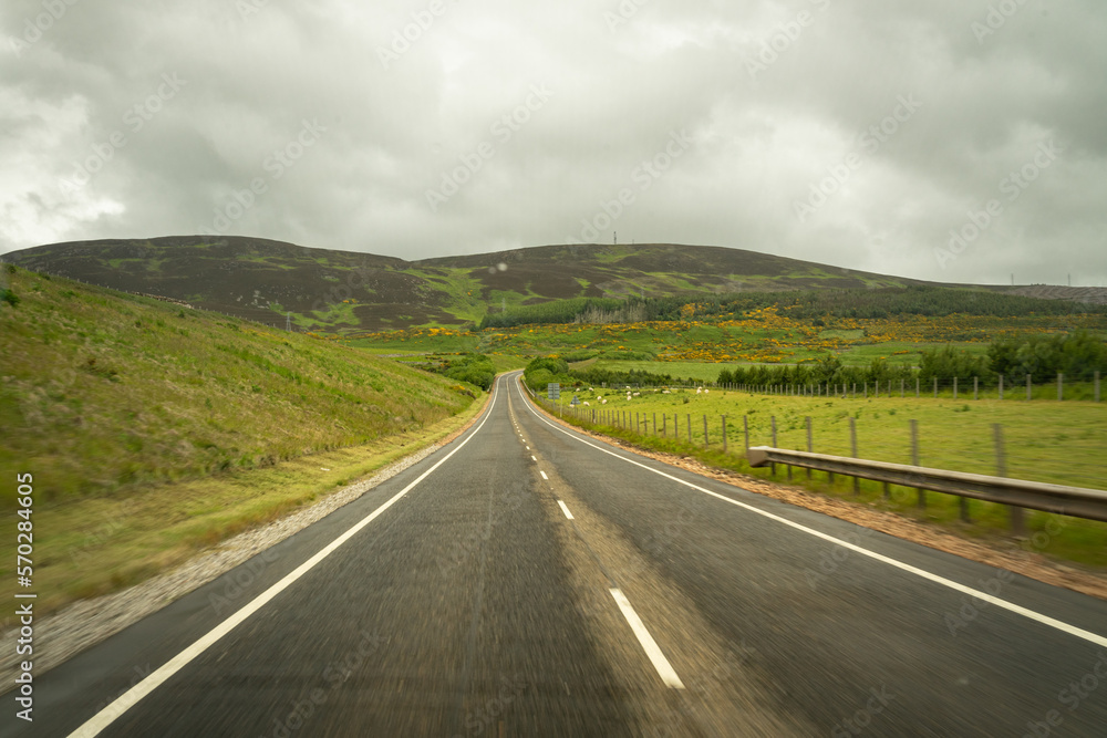 empty NC500 route in Northeast Scotland 