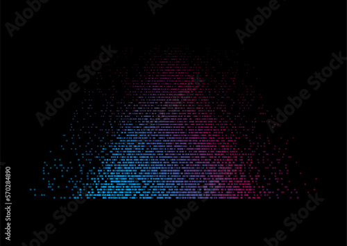 Blue purple dotted triangle shape abstract futuristic tech background. Vector digital art glitch style design