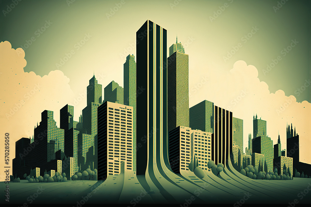city and the concept of finance, business and services industry illustration