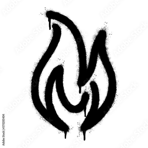 Spray Painted Graffiti Fire flame icon Sprayed isolated with a white background. graffiti Fire flame icon with over spray in black over