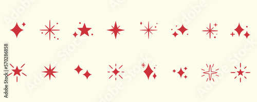 Star icons. Twinkling stars. Sparks, shining explosion. Christmas vector symbols isolated