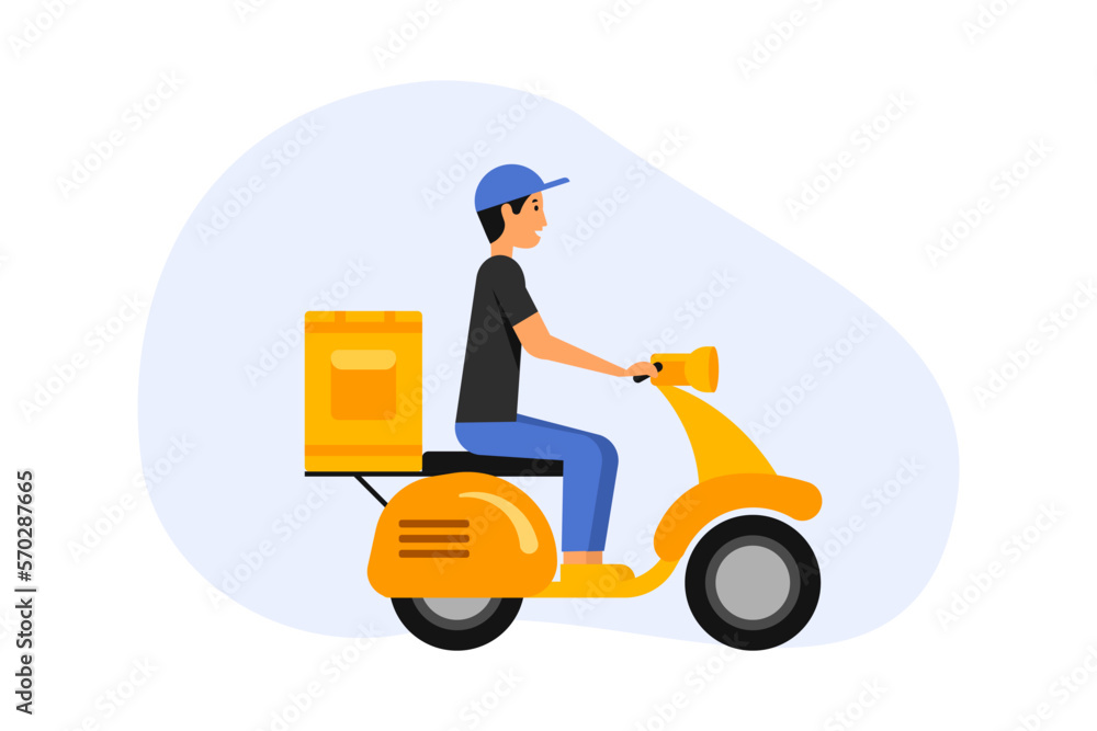 Food delivery icon. Courier on moto scooter. Vector
