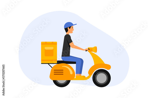 Food delivery icon. Courier on moto scooter. Vector © Stocker_BM