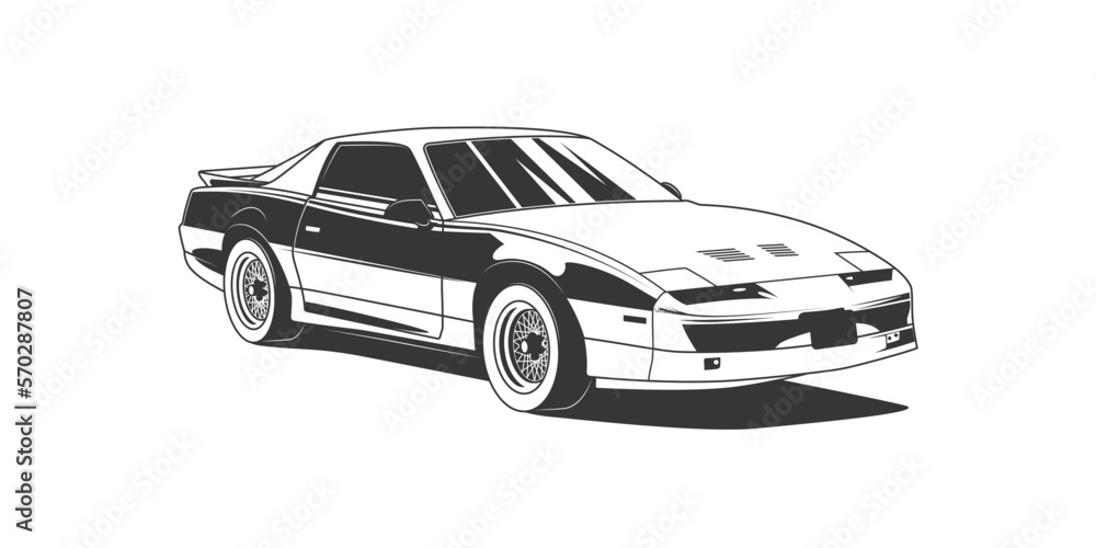 Original vector illustration. American muscle car in vintage style. T-shirt design.