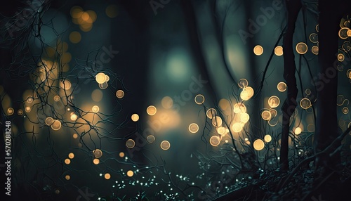 Night forest  bokeh  full off details  high quality  natural lights  galaxy overhead