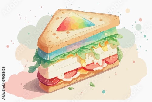 appetizing sandwich with cheese and vegetables