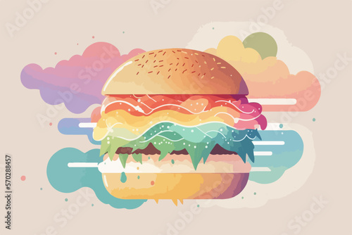 A hamburger is a type of sandwich made with a patty of ground beef, pork, chicken, or vegetables
