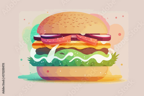 A hamburger is a type of sandwich made with a patty of ground beef, pork, chicken, or vegetables