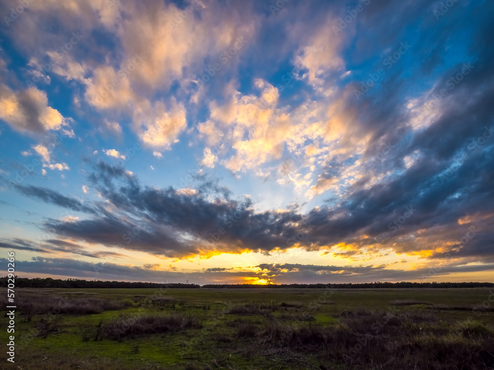 Sunset over Big Flats area of Myakka River State Park in Sarasota Florida USA