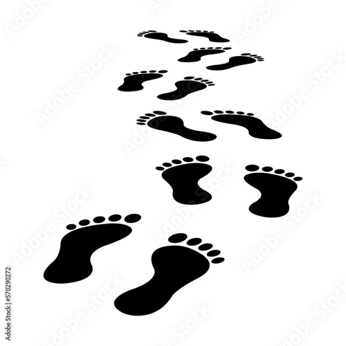 People foot trail silhouette. Vector illustration isolated on white.