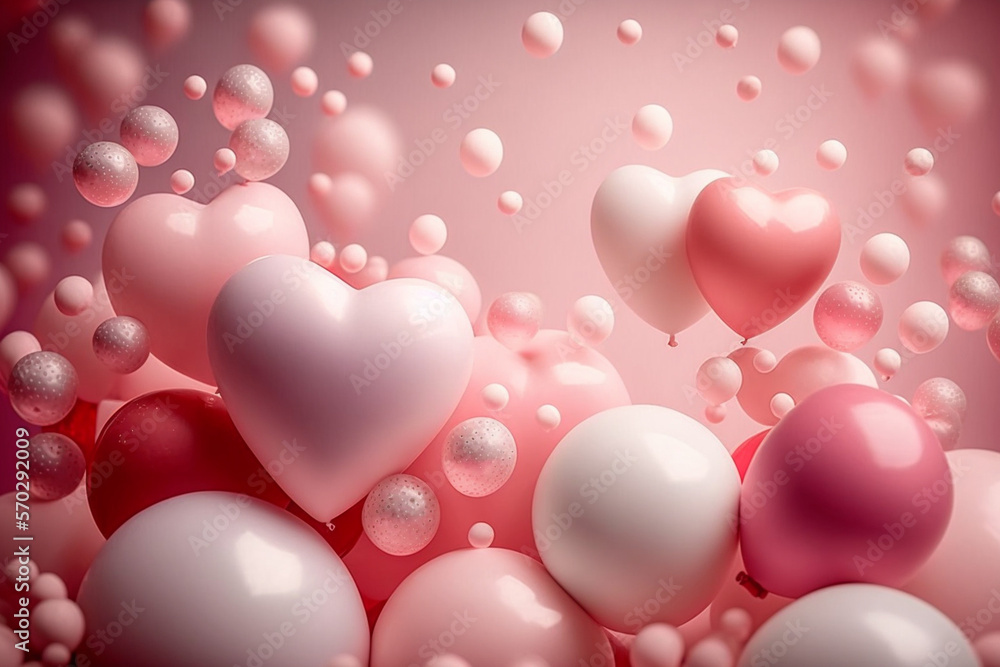 Heart Balloon Background for Valentine's Day - Generative AI technology