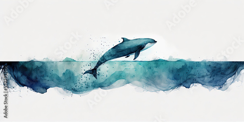 Thalassophobia Dolphin - Watercolour (Generative AI Art) © Nehekharan