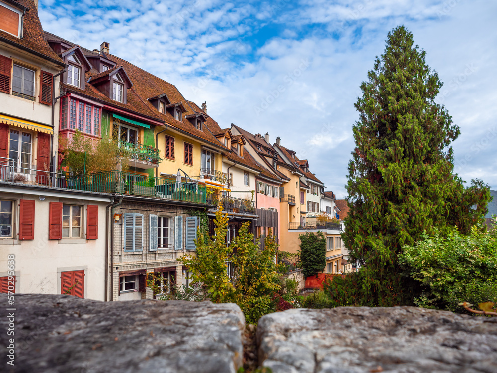 Delemont, Switzerland - October 19, 2021: Delemont is the capital of the swiss canton of Jura