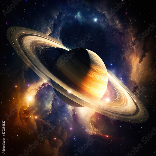 Planet Saturn. Generative Artificial Intelligence.