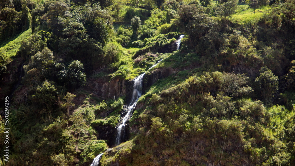 Waterfall on the side of the mountain above Banos, Ecuador Waterfall on the side of the mountain above Banos, Ecuador