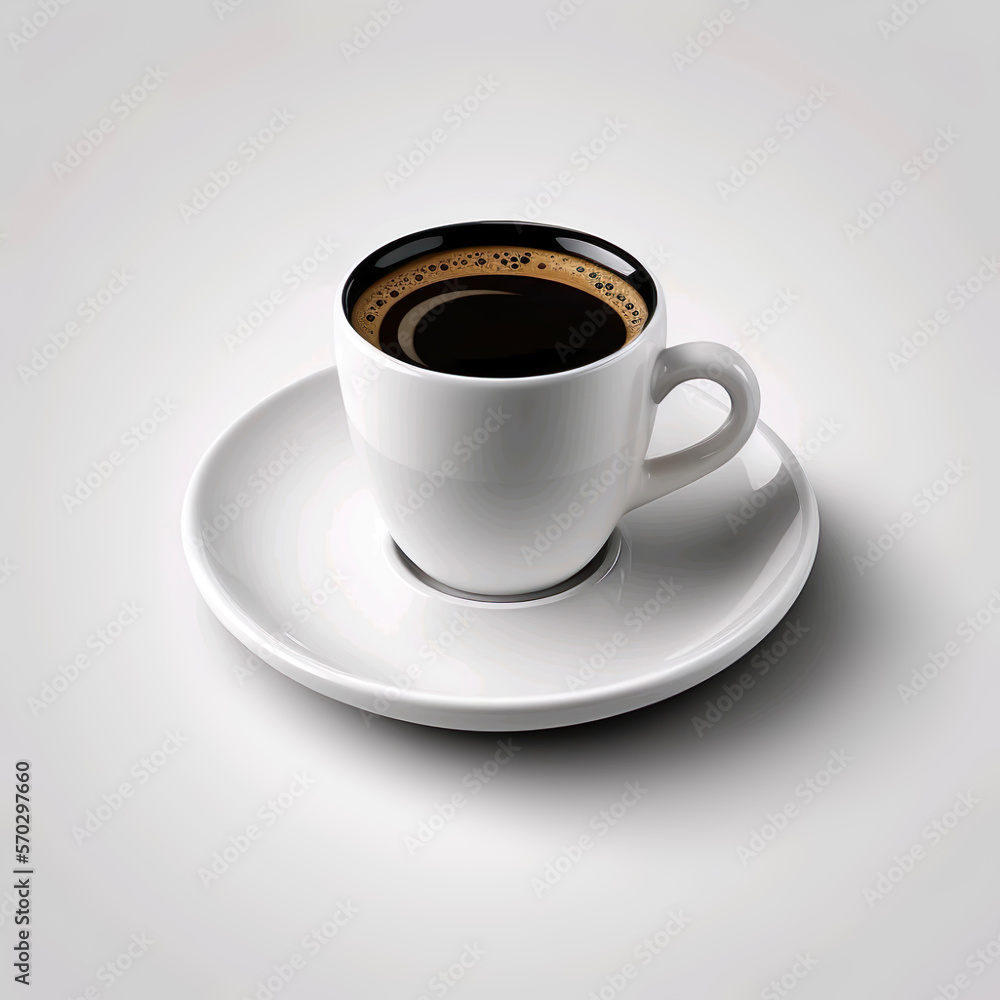 Coffee cup. Espresso with foam. White isolated background. ai generated. Coffee cup. Espresso with foam. White isolated background. ai generated.